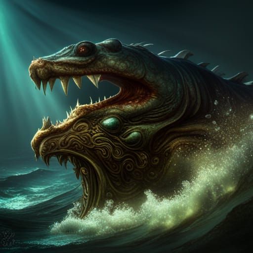 Six-Eyed Leviathan in Dark Fantasy Ocean