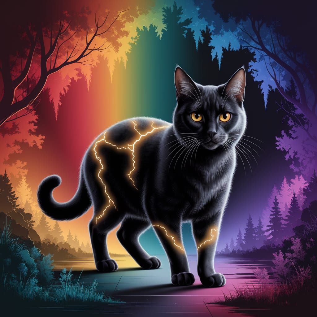 A walking macabre gothic black cat