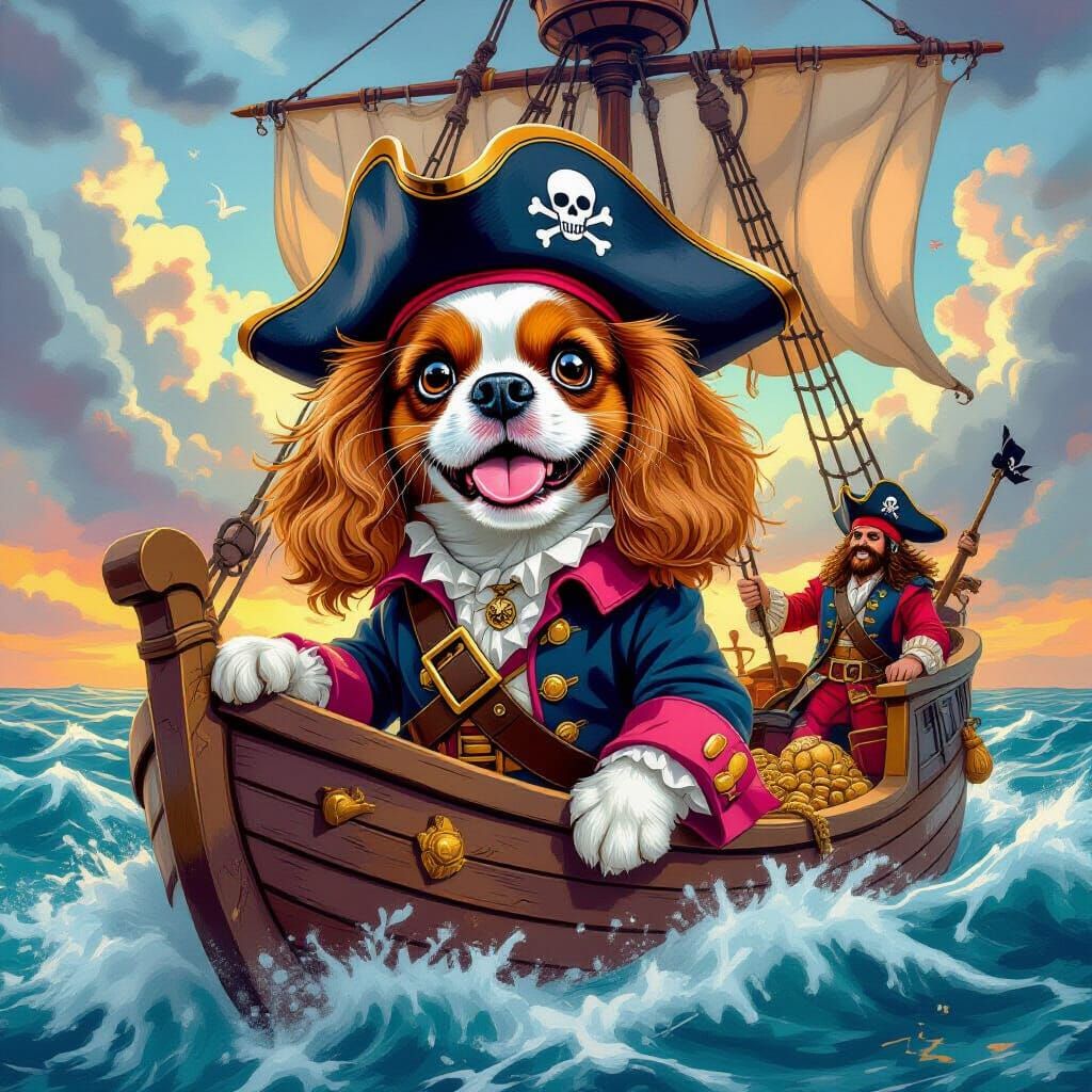 Cavalier King Charles Spaniel Pirate Captain