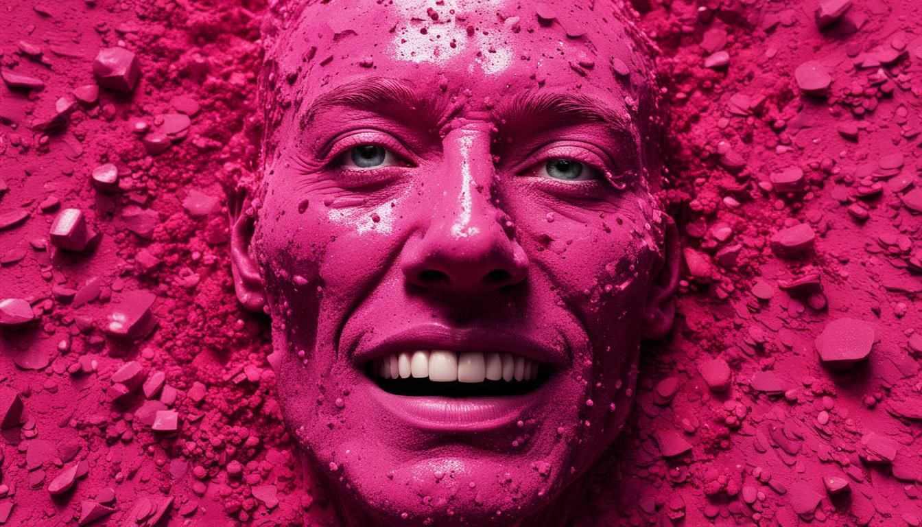 Hyperrealistic Pink Face Matte Painting with Splatter Detail...
