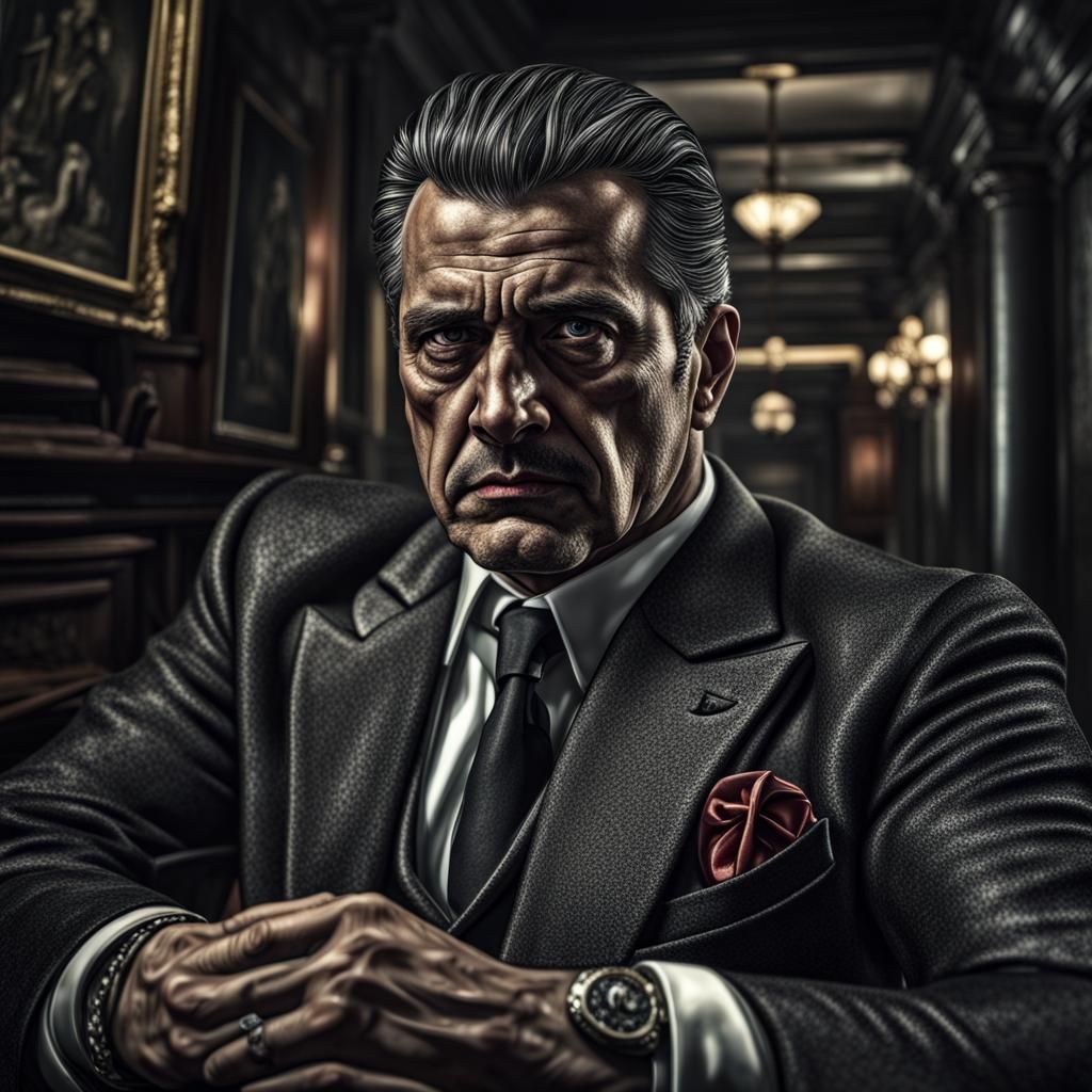 Italian Mafia Boss Embodies Death in Hyperrealistic Portrait