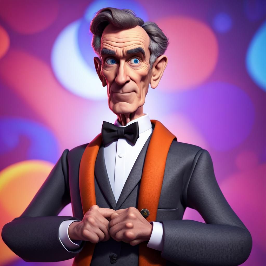Bill Nye as a Russian Spy: Pixar-Style 3D Art