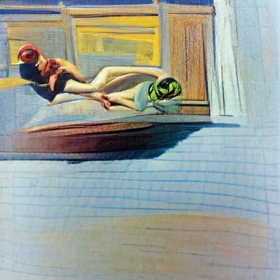 Night Scene Painting in Hopper Style