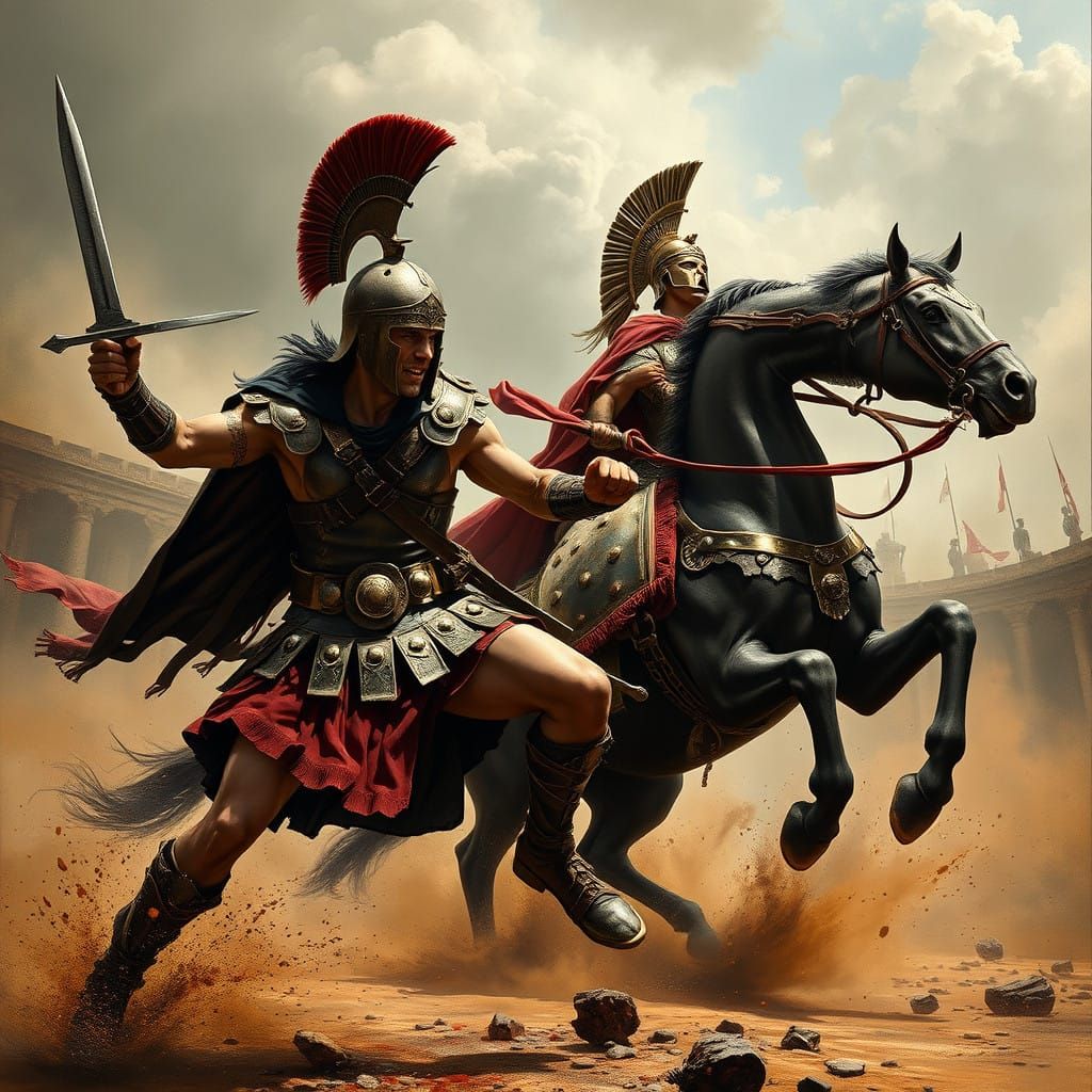 Spartacus in battle with Crassus