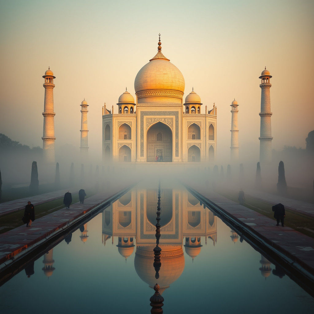 Taj Mahal in Golden Light of Early Morning
