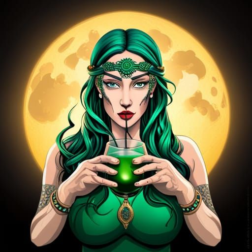 Celtic Woman Smelling Whisky: Digital Matte Painting