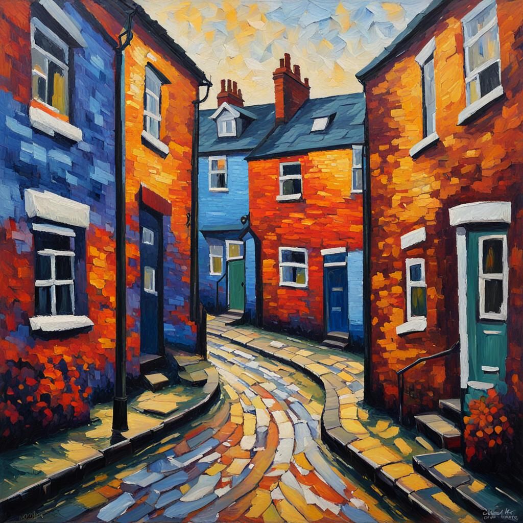 Sheffield UK: Neo-Impressionist Expressionist Oil Painting