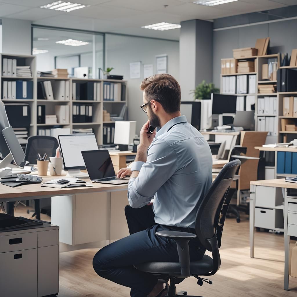 Office Worker Suffering Back Pain at Desk