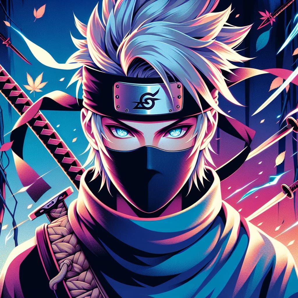 Mysterious Ninja in Midnight Forest