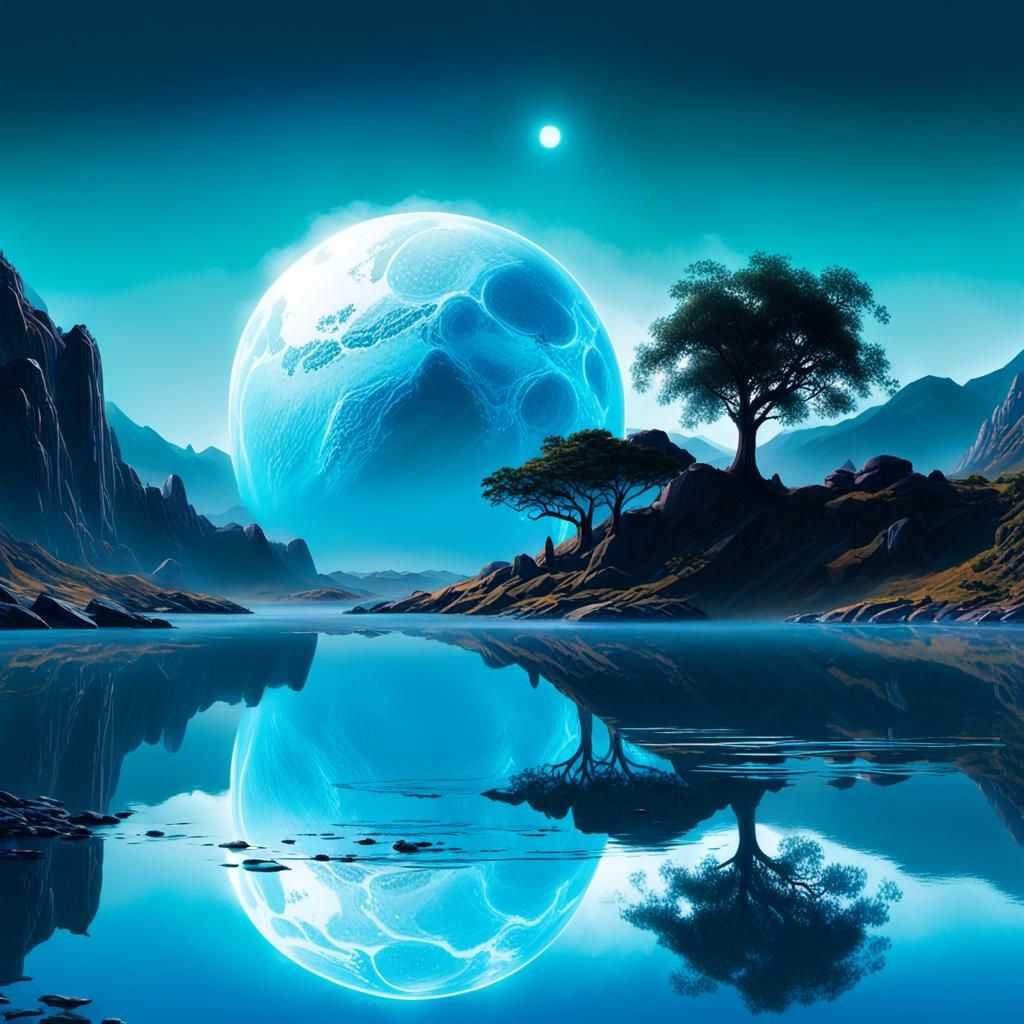 Orb Dominates Mystical Mountain Landscape: Digital Matte Pai...