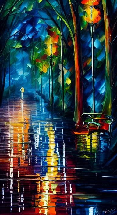 Rainy Autumn Alley in Paper Collage Style