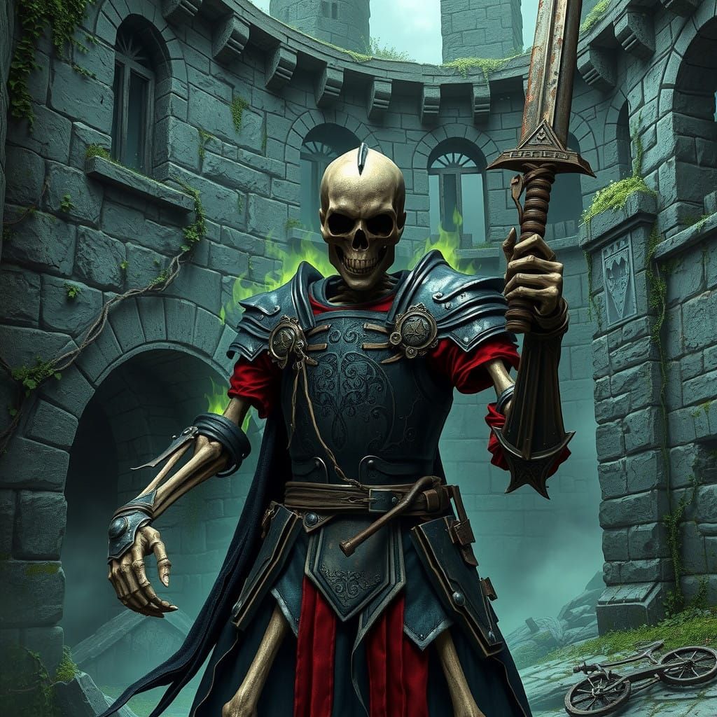 Dark Fantasy Death Knight in Abandoned Castle