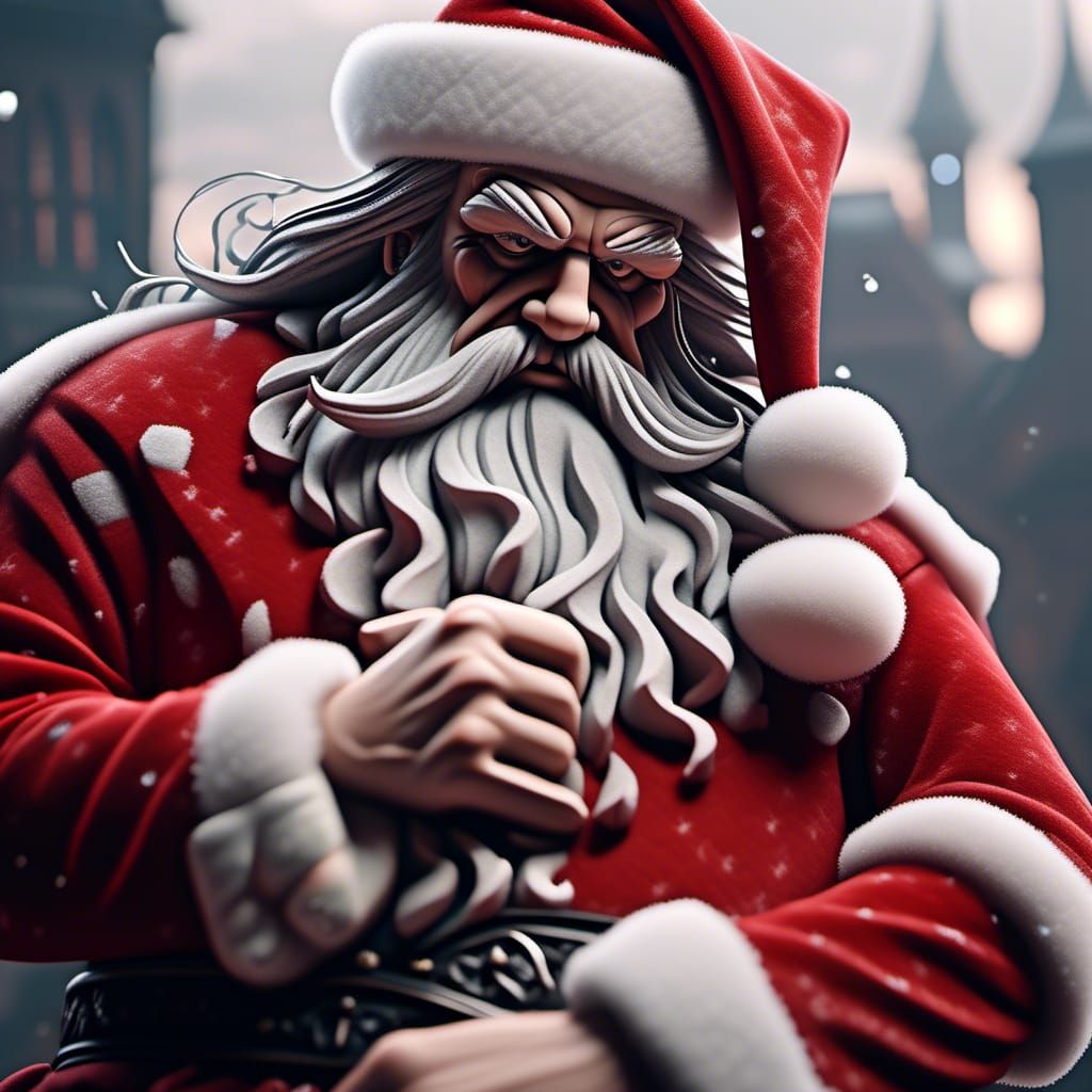 Ornate HDR Santa Bare Knuckle Fight