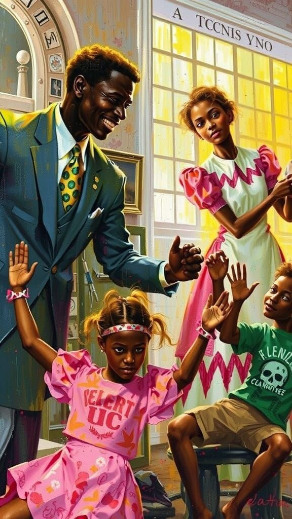 Goya-Inspired Nuclear Family: Photorealistic Digital Art