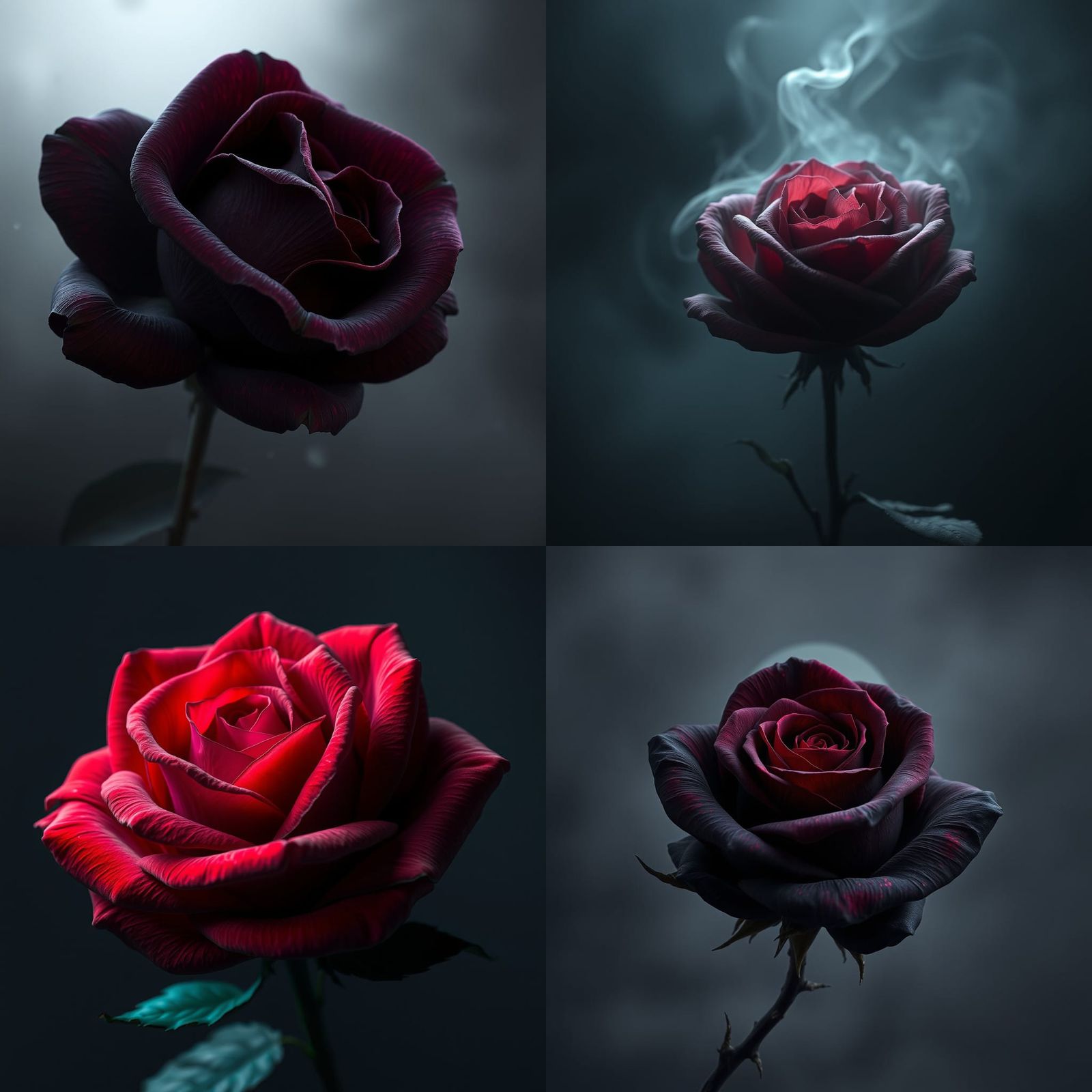 Detailed Dark Rose on Gray Background