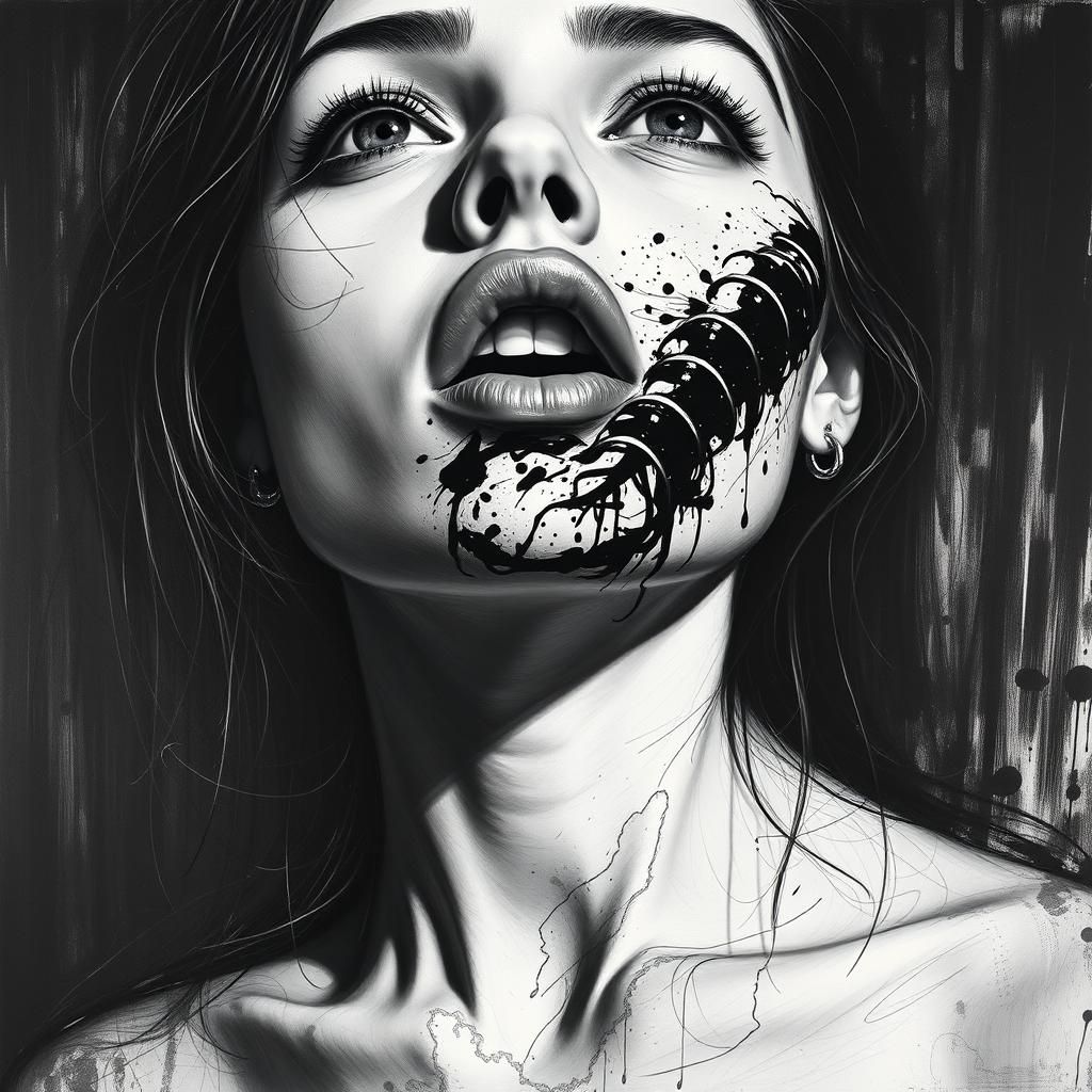 Astonished Woman's Portrait in Abstract Surrealism