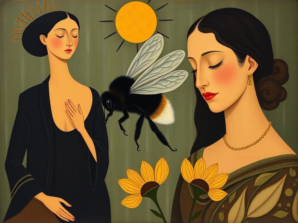 Elegant Symbolic Figure in Folk Art Style