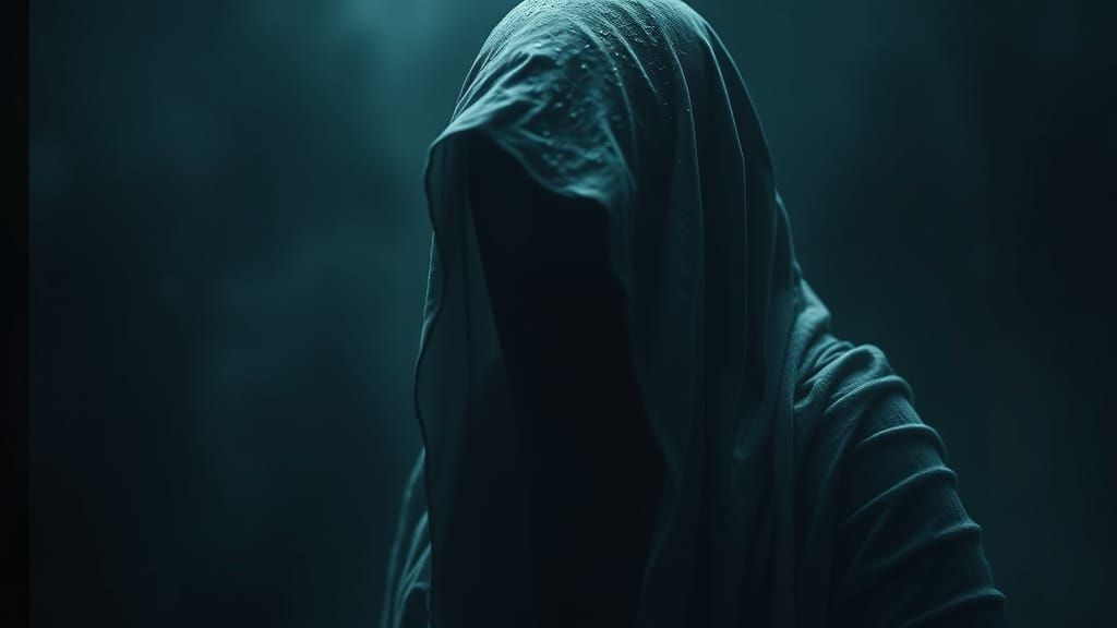 Ethereal Weeping Figure in Moody, Cinematic Style