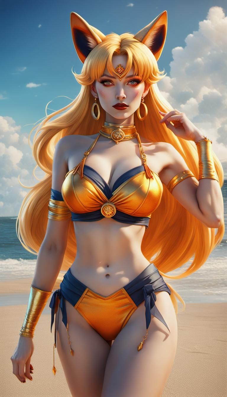 Sailor Venus kitsune on the beach.