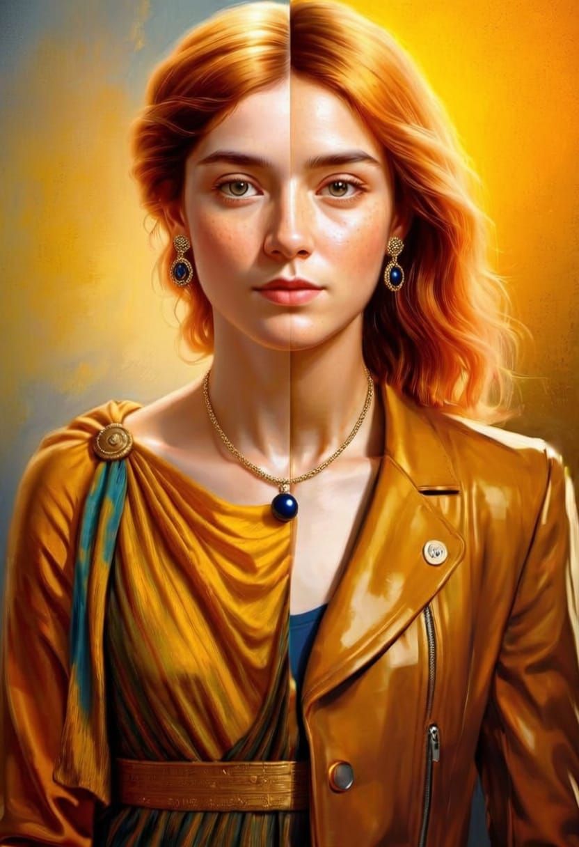 Woman Bridging Past and Future Styles