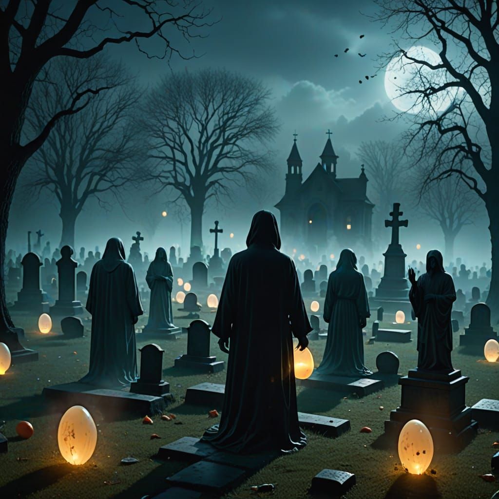 Spooky Cemetery Water Fight in Golden Light