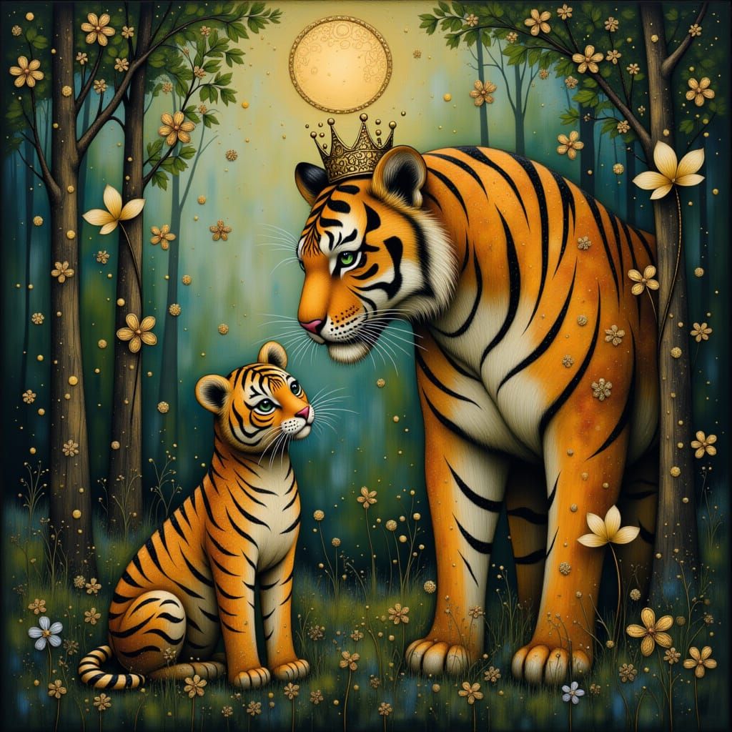 Enchanted Jungle Queen with a Majestic Tiger