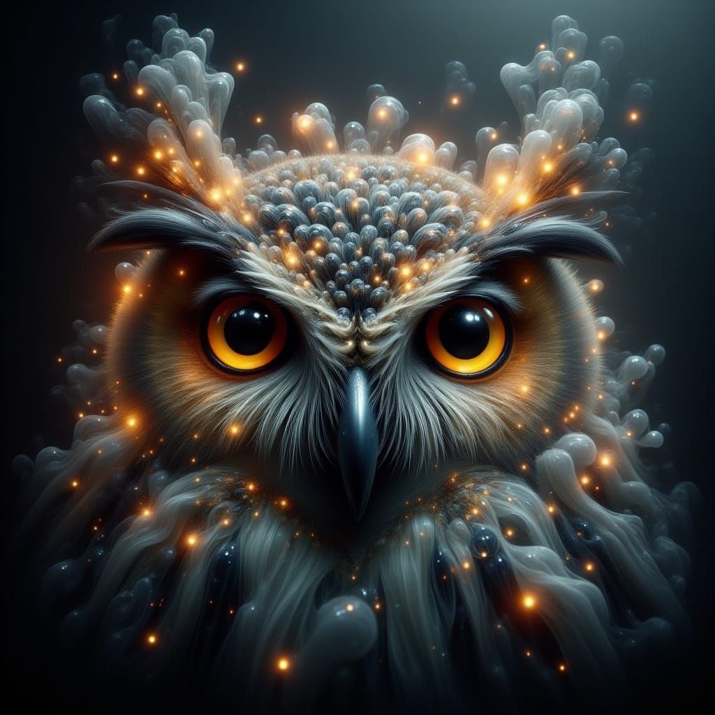 Wise Owl Banner in Hyperrealistic Style
