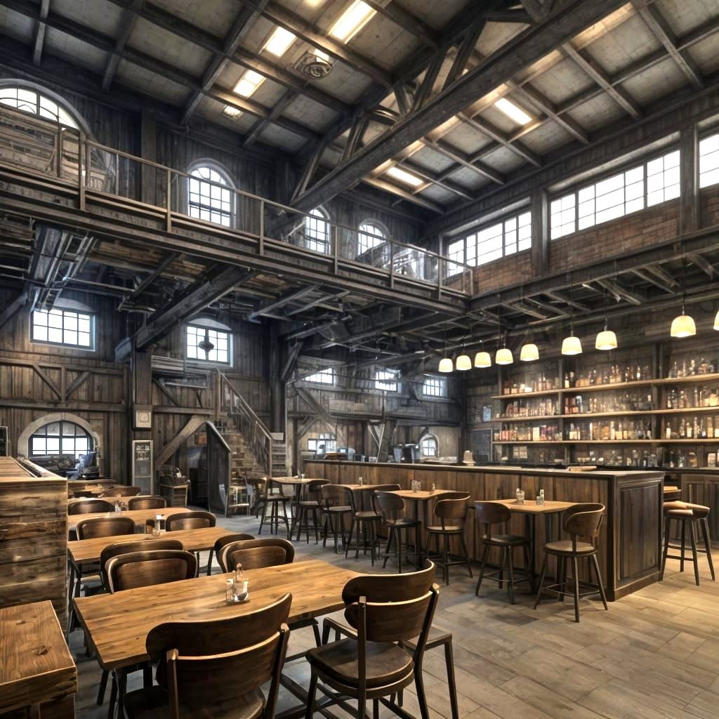 Steampunk Tavern: Warehouse Redevelopment in Detailed Style