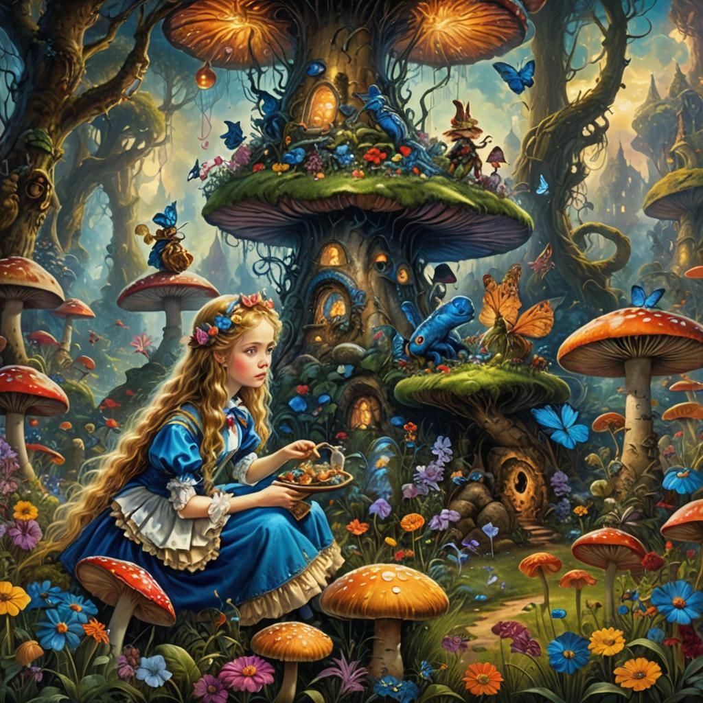 Alice in Wonderland and the Caterpillar