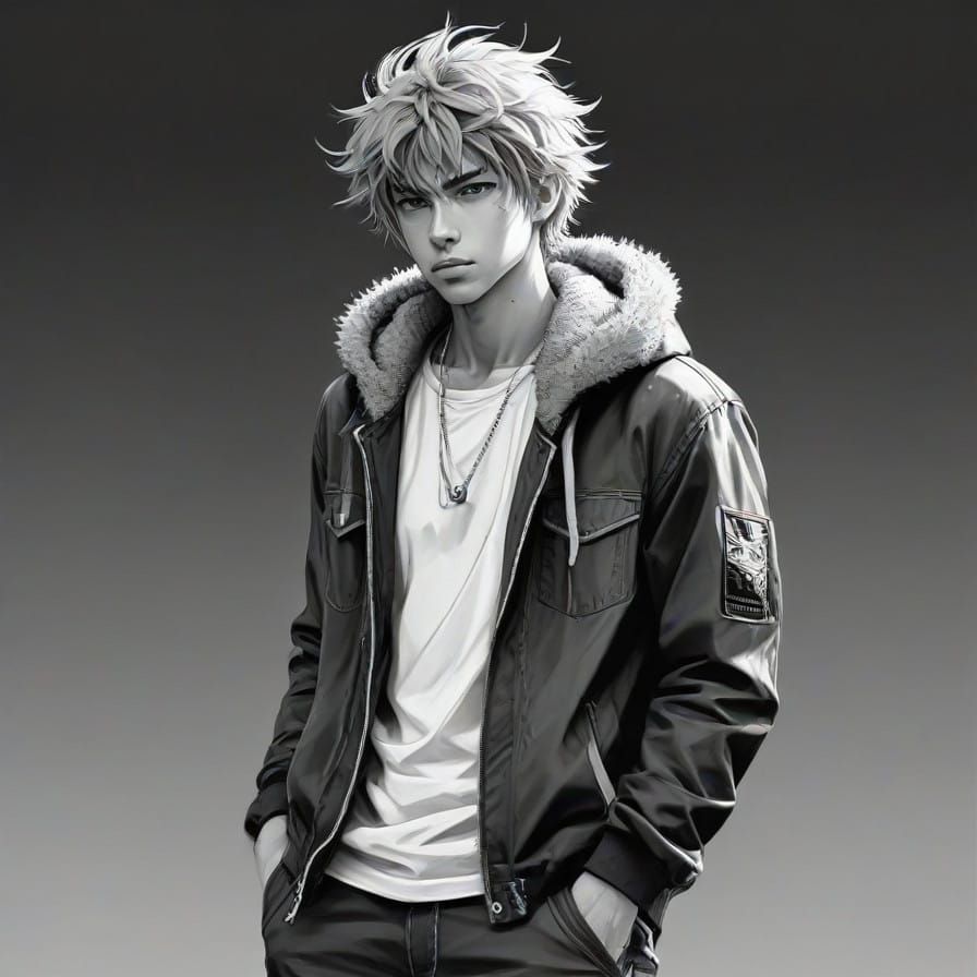 Anime-Inspired Young Man in Casual Pose