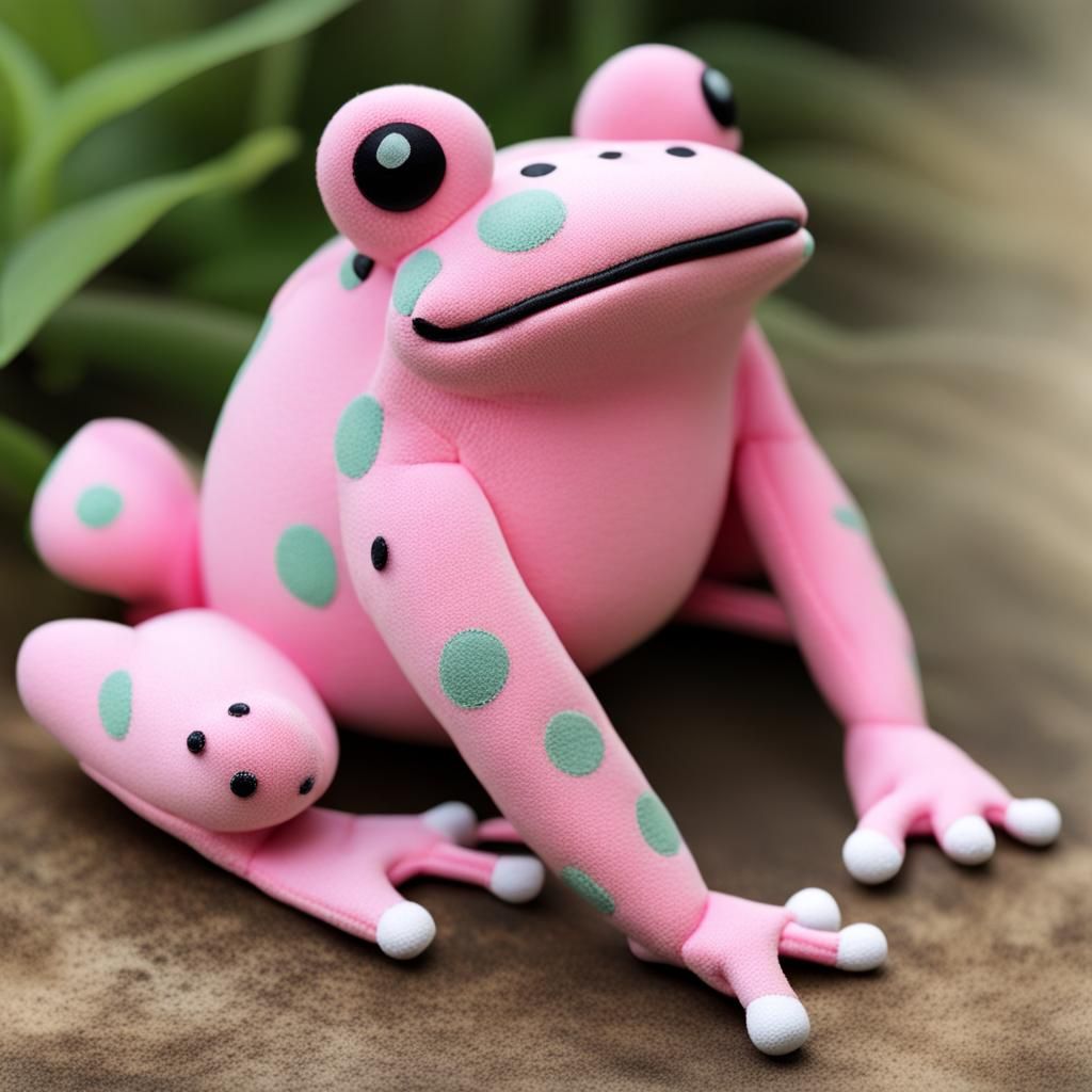 Stuffed Pink Frog Toy with Spots