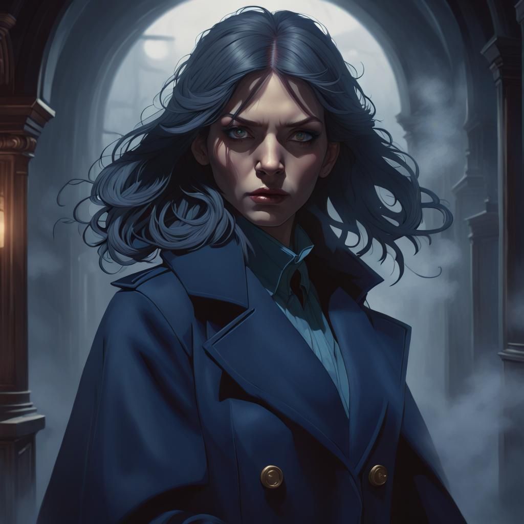 Sinister Woman in Shadows: Hyperdetailed Portrait