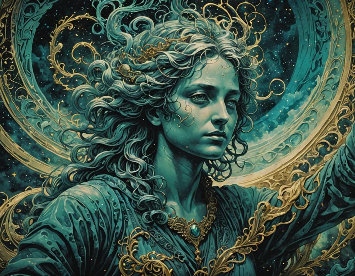 Energy Streams Portrait with Etching Details