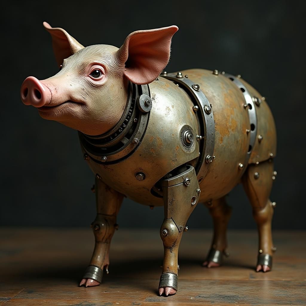 Mechanical Pig in Dadaist Style