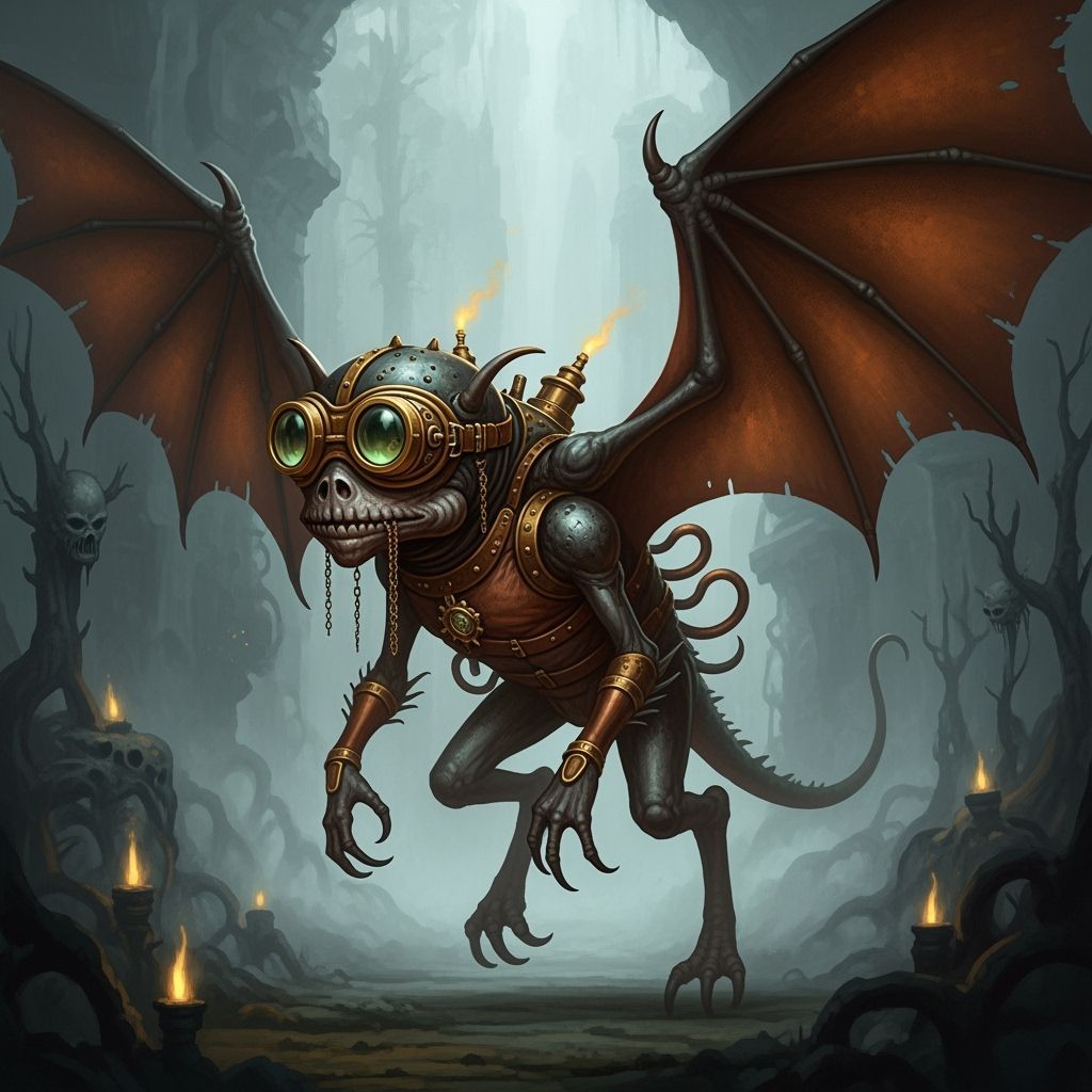 Steampunk Creature with Goggles and Wings