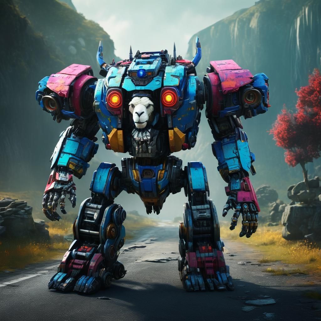 Colorful Sheep Robot Concept Art in 8K