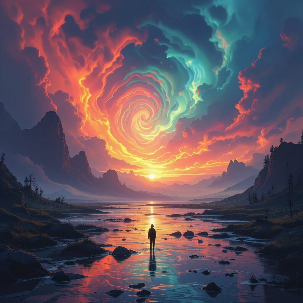 Ethereal Phenomenon with Swirling Patterns in Digital Art