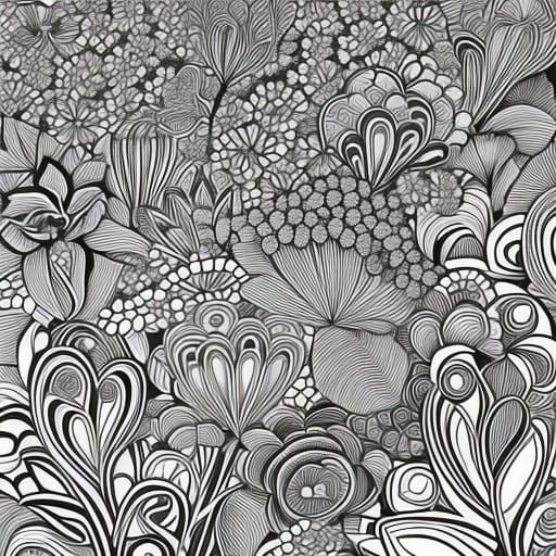 Elegant Line Drawing of a Flower Bed