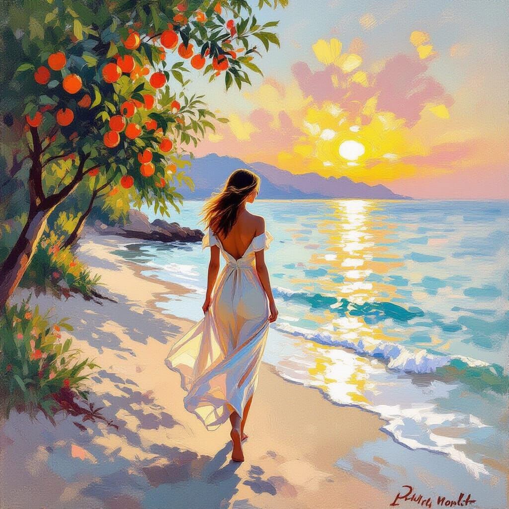 Impressionistic Sunset Stroll on Citrus Beach
