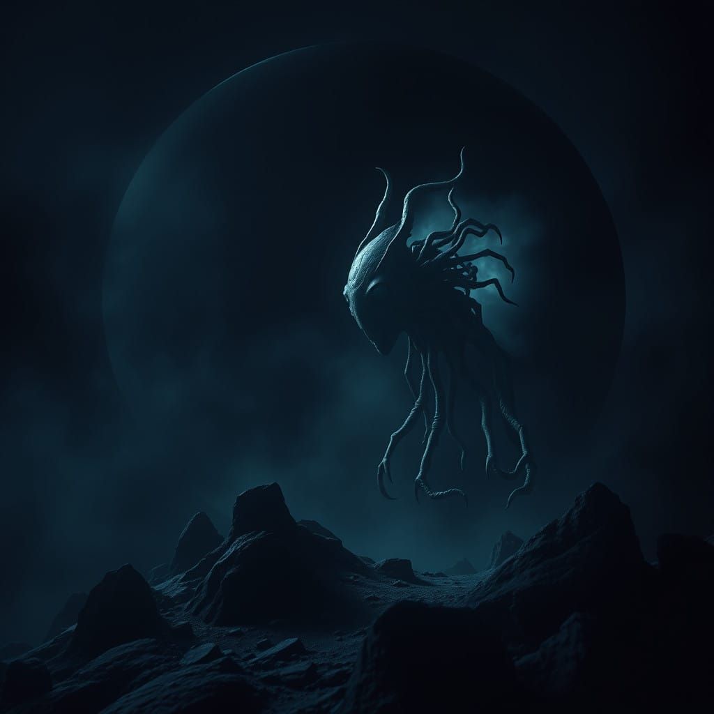 Ethereal Void Scene in Disturbing Surrealist Style