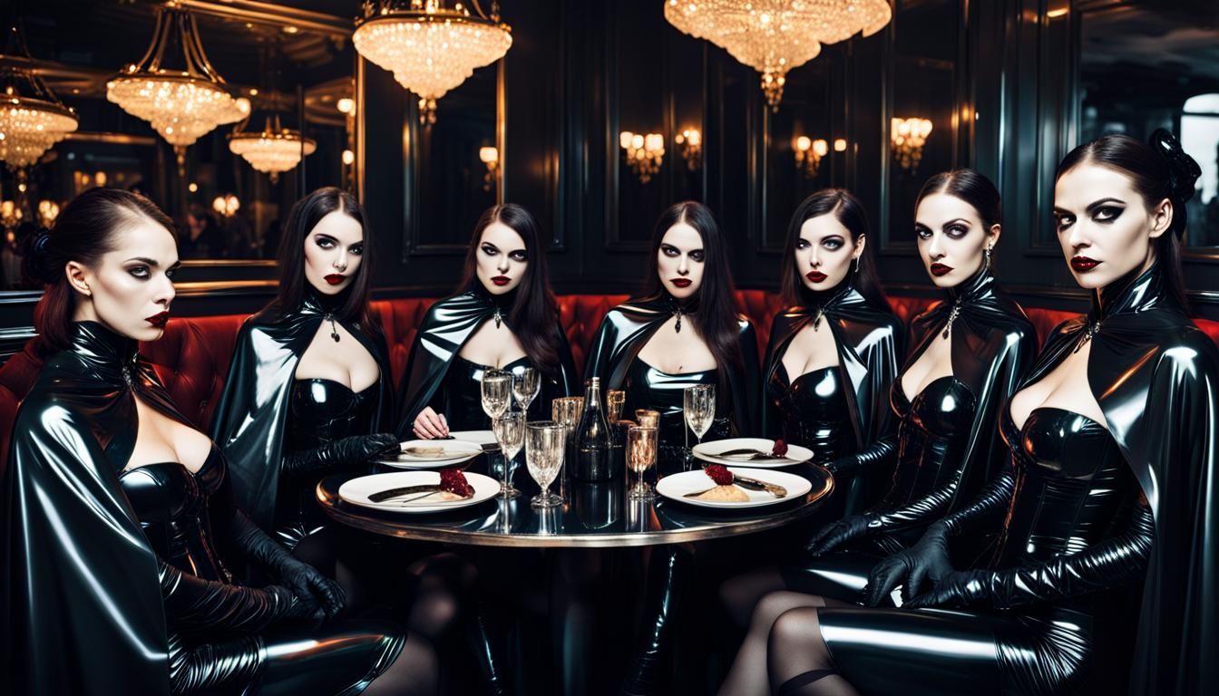 Latex Vampire Mafia Women Dine Out