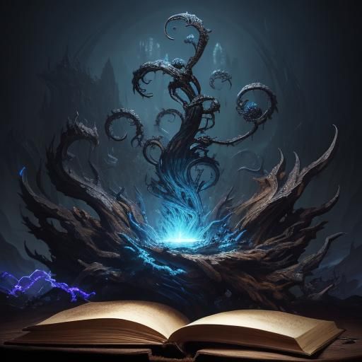 Soulbound Sage's Enchanting Table in Dark Fantasy Art