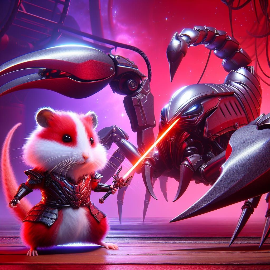 Armored Hamster Duel Against Robotic Scorpion