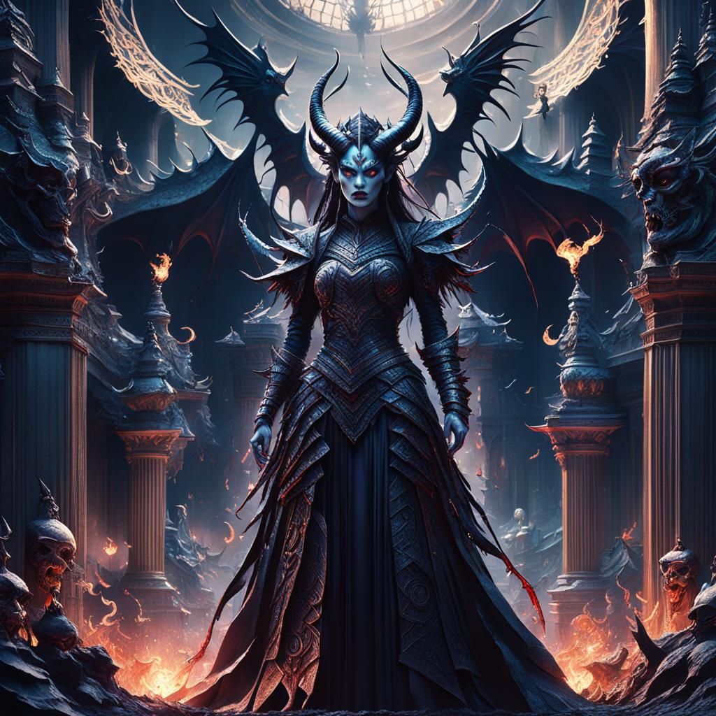 Dramatic Demon Women in Digital Matte Painting