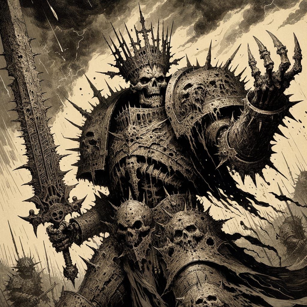 Undead Warlord Commands Stormy Battlefield