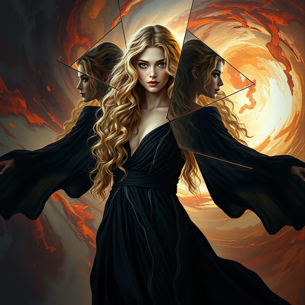 Kaleidoscopic Portrait in Dark Fantasy Style