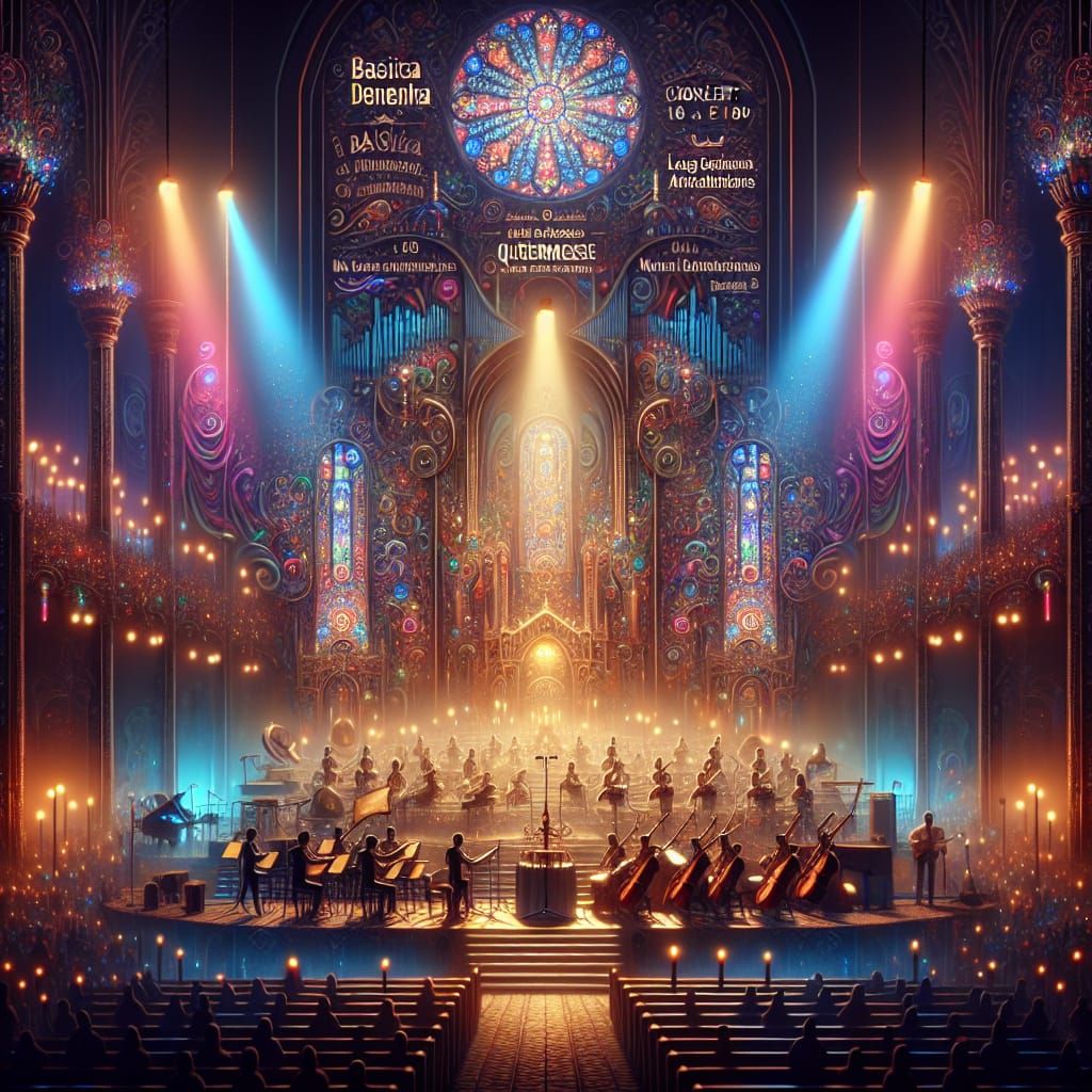 Concert Stage Illuminated in Fantasy Matte Painting Style