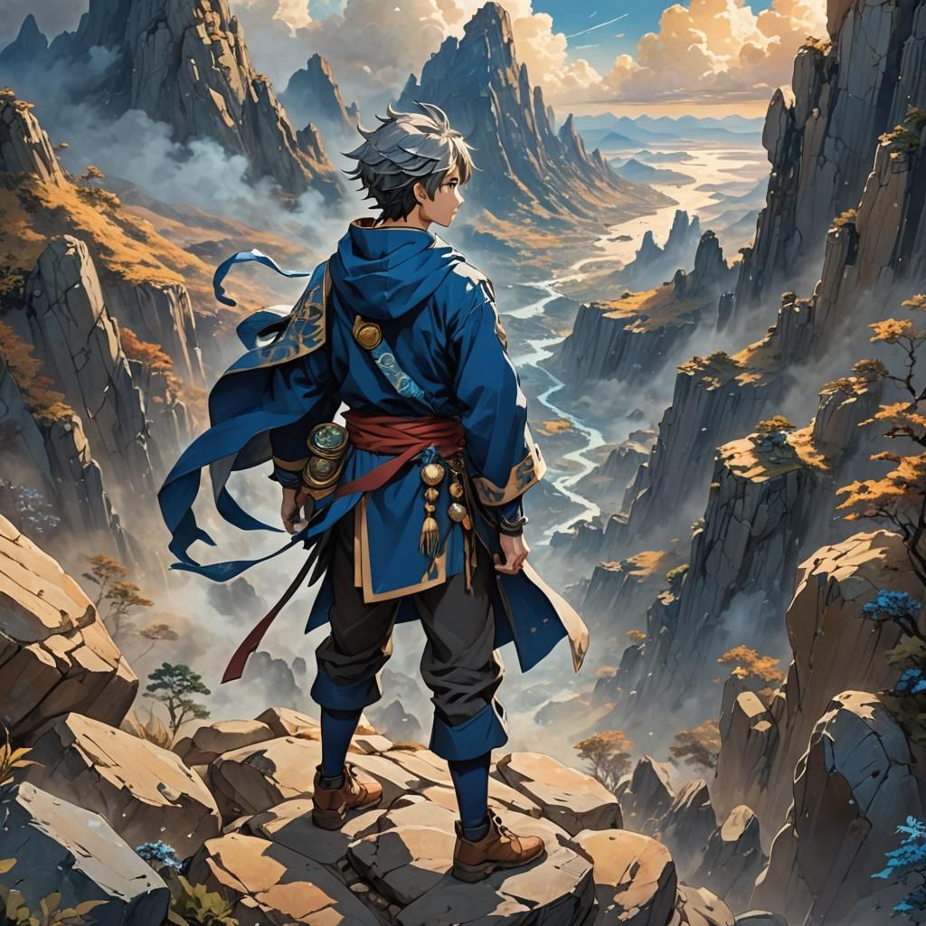 Ethereal Anime Master Controls Earth on Mountain