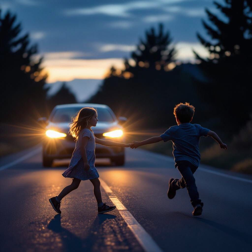 Girl Saved From Speeding Car at Dusk