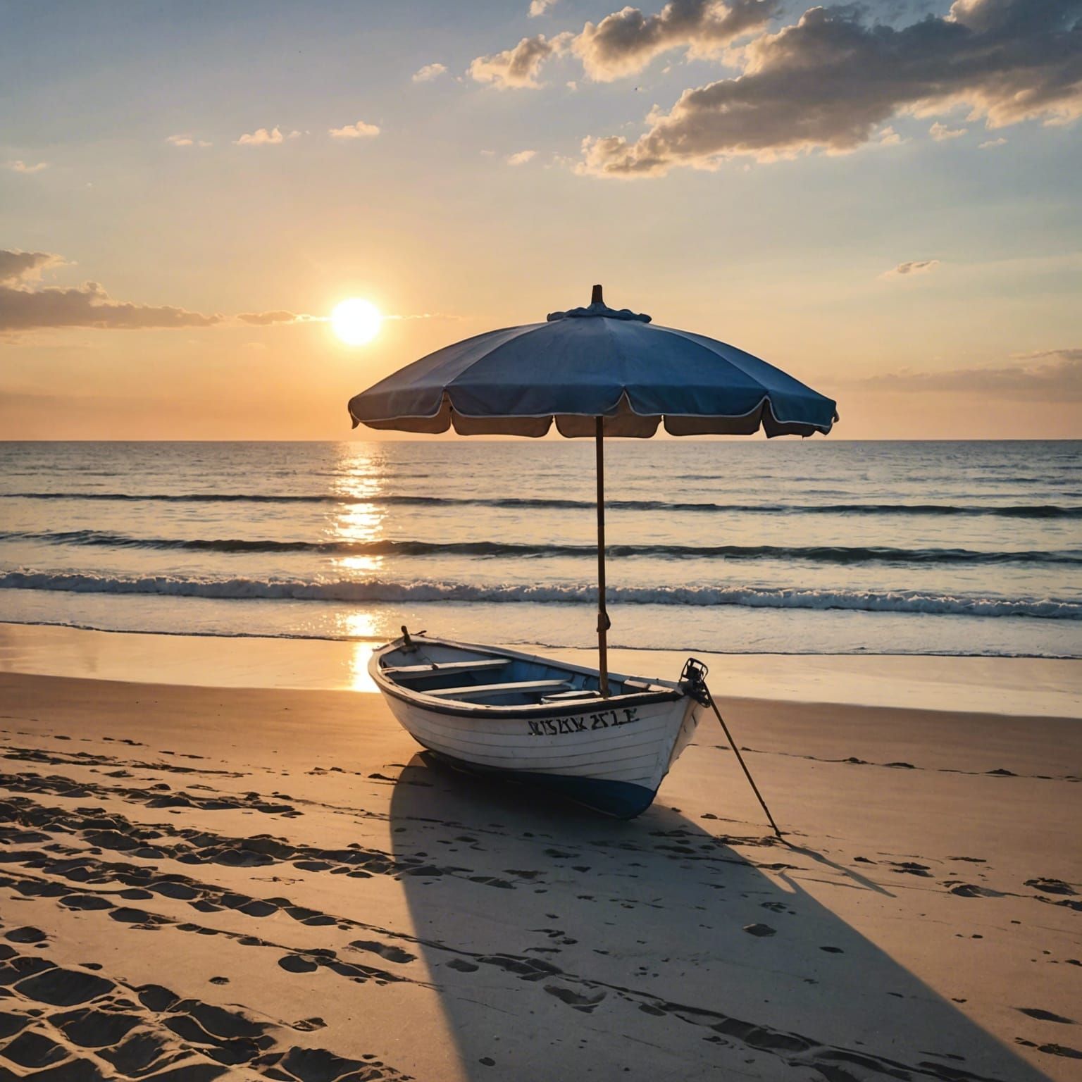 Hyperrealistic Watercolor Sunset on the Beach